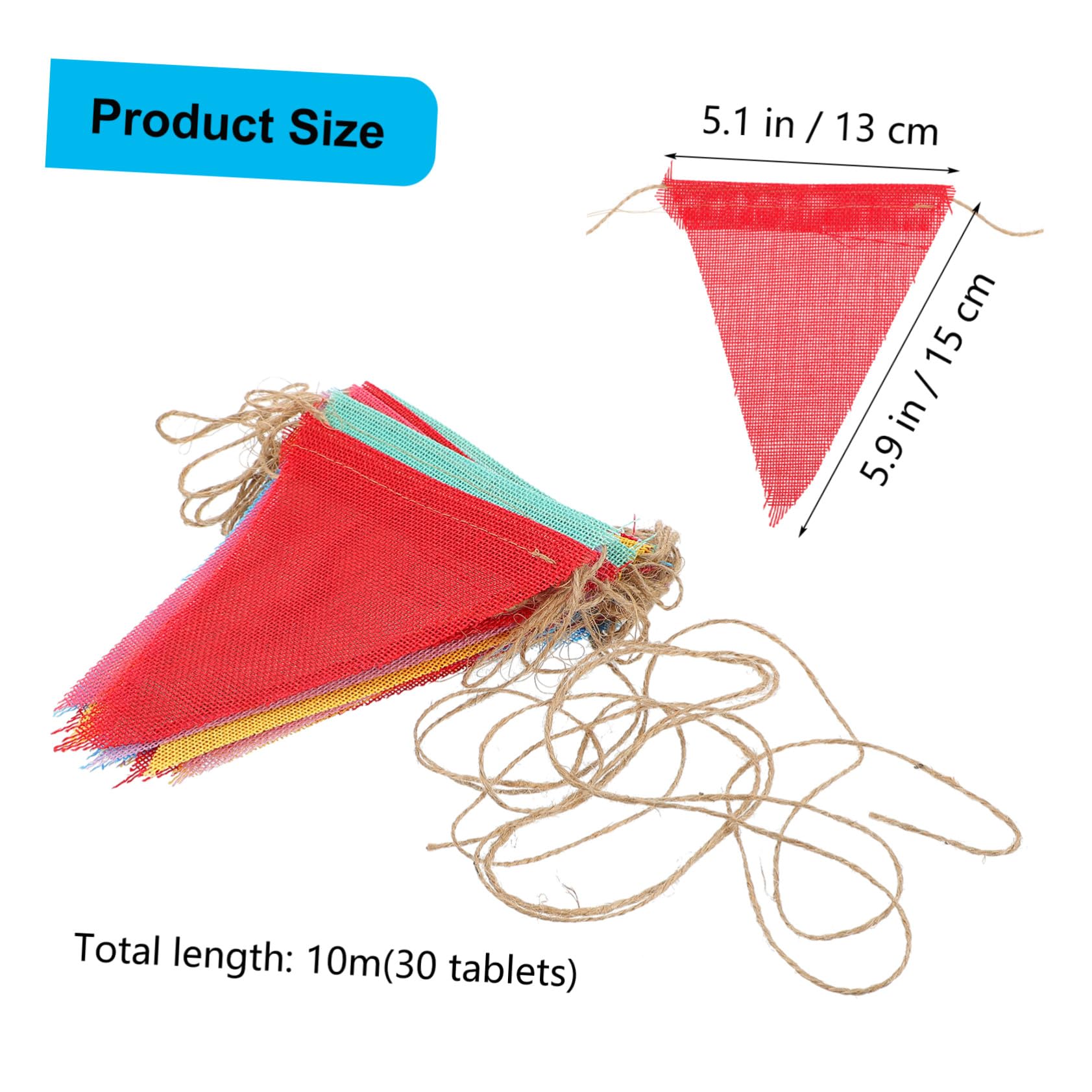 VICASKY 7 Packungen Mehrfarbige Stoff Wimpelkette Teilig Beidseitig Nutzbare Dreieckige Pennant Flag Langlebige Hochzeit Party Deko für Indoor Garten Feier Buntes Wimpel Banner Girlande