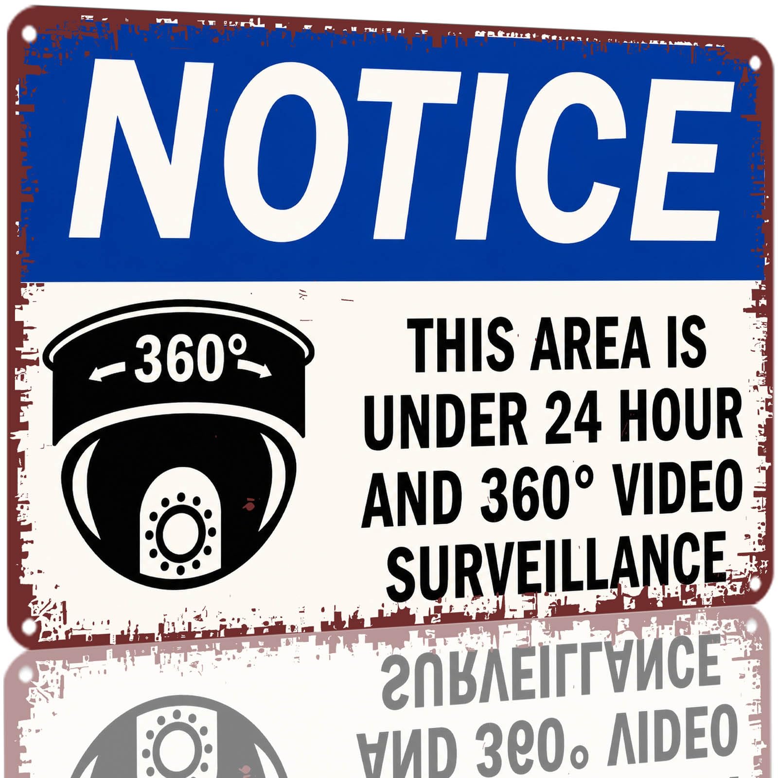 Kwqdozf As Pic Notice 360 Degree Surveillance Metal Tin Sign 8X12 Inch Aluminum Warning Si