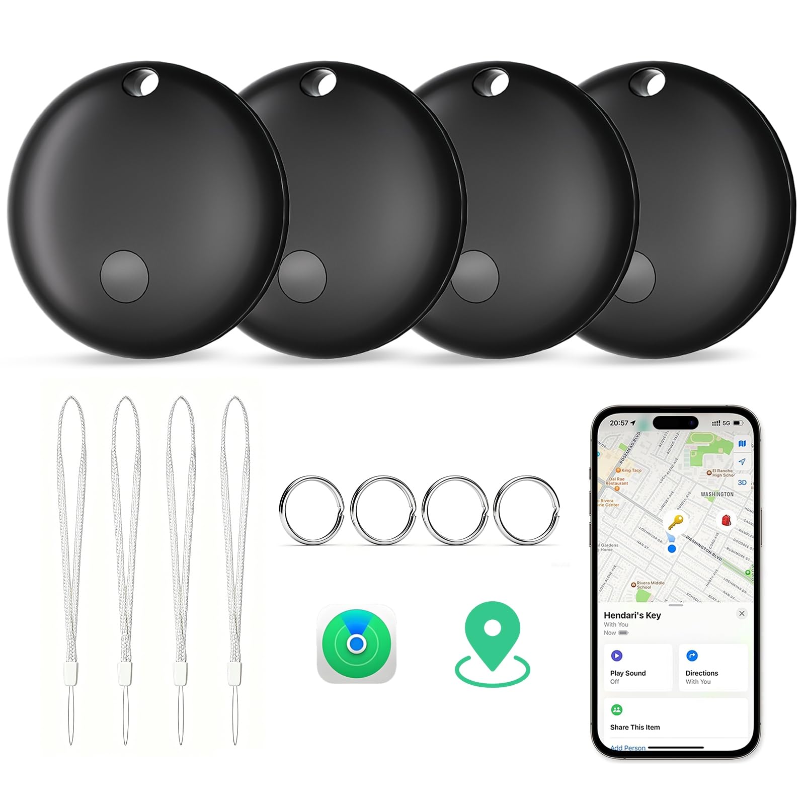 Tracker Tags for Apple Find My (iOS Only), Item Finder Tracking Device Locator Smart Tag for Luggage, Keys, Wallet, Bike, Bags (Black, 4 Pack)-image-37