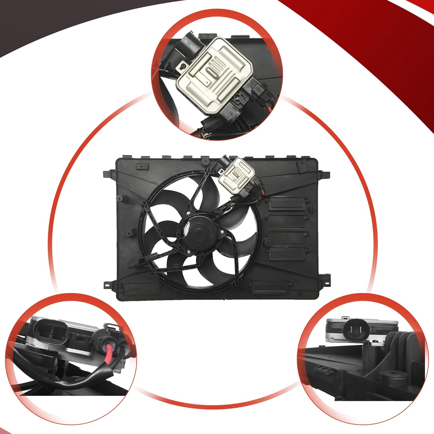PartsFlow Engine Radiator Cooling Fan Assembly For 2008-2014 Land Rover LR2 LR026078, FA70943