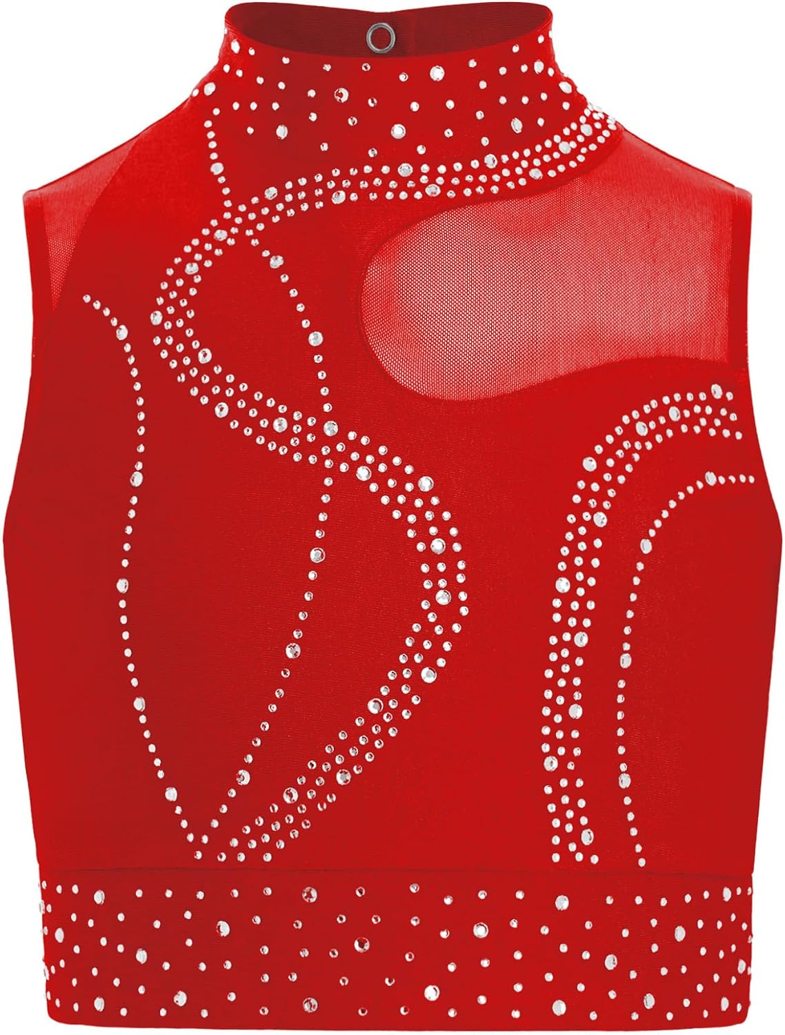 Kids Shiny Rhinestones Crop Tank Tops Girls Gymnastics Ballet Dance Vest Sleeveless Skating Crop Top