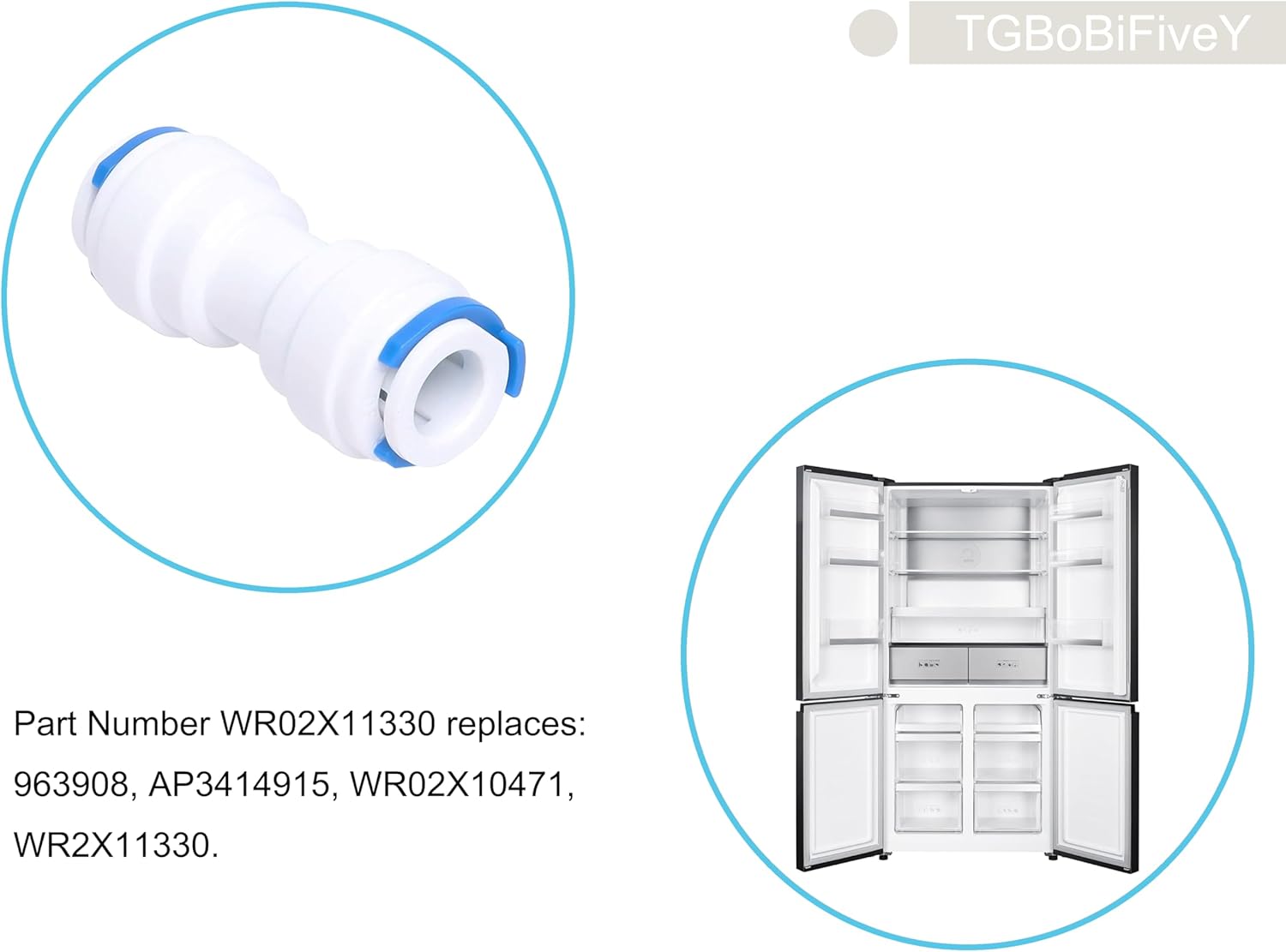 WR02X11330 5/16" to 5/16" Water Line Tube Connector for GE Refrigerator Replacement Part 963908 WR02X10471 AP3414915