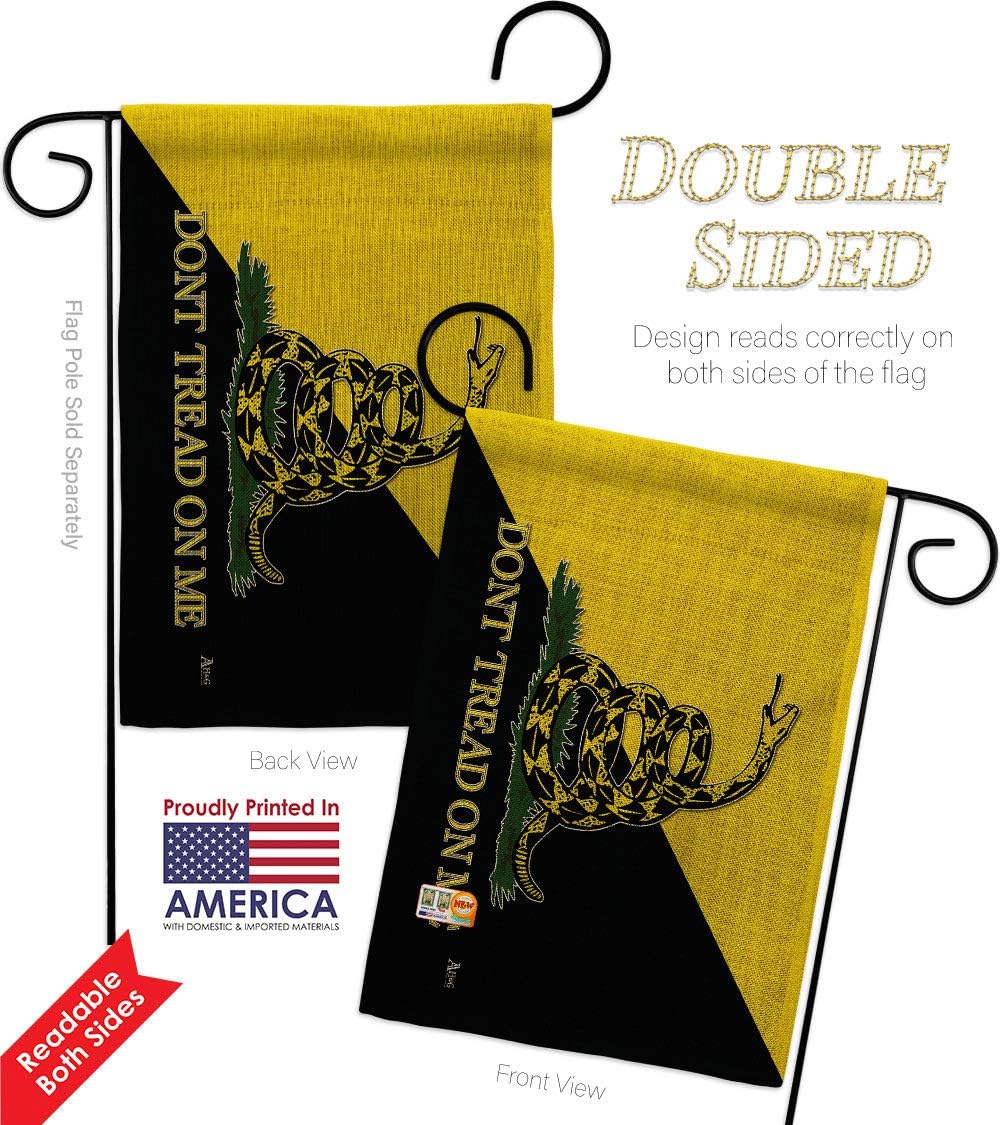 Gadsden Anarcho Capitalist Garden Flag Set Wall Hanger Patriotic July Memorial Veteran Independence United State American Small Decorative Gift Yard House Banner Double-Sided Made In USA 13 X 18.5