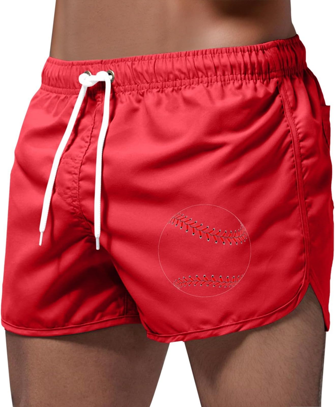 Men's swimming shorts, beach shorts with sports print, casual 3 swimming trunks for swimming, surfing