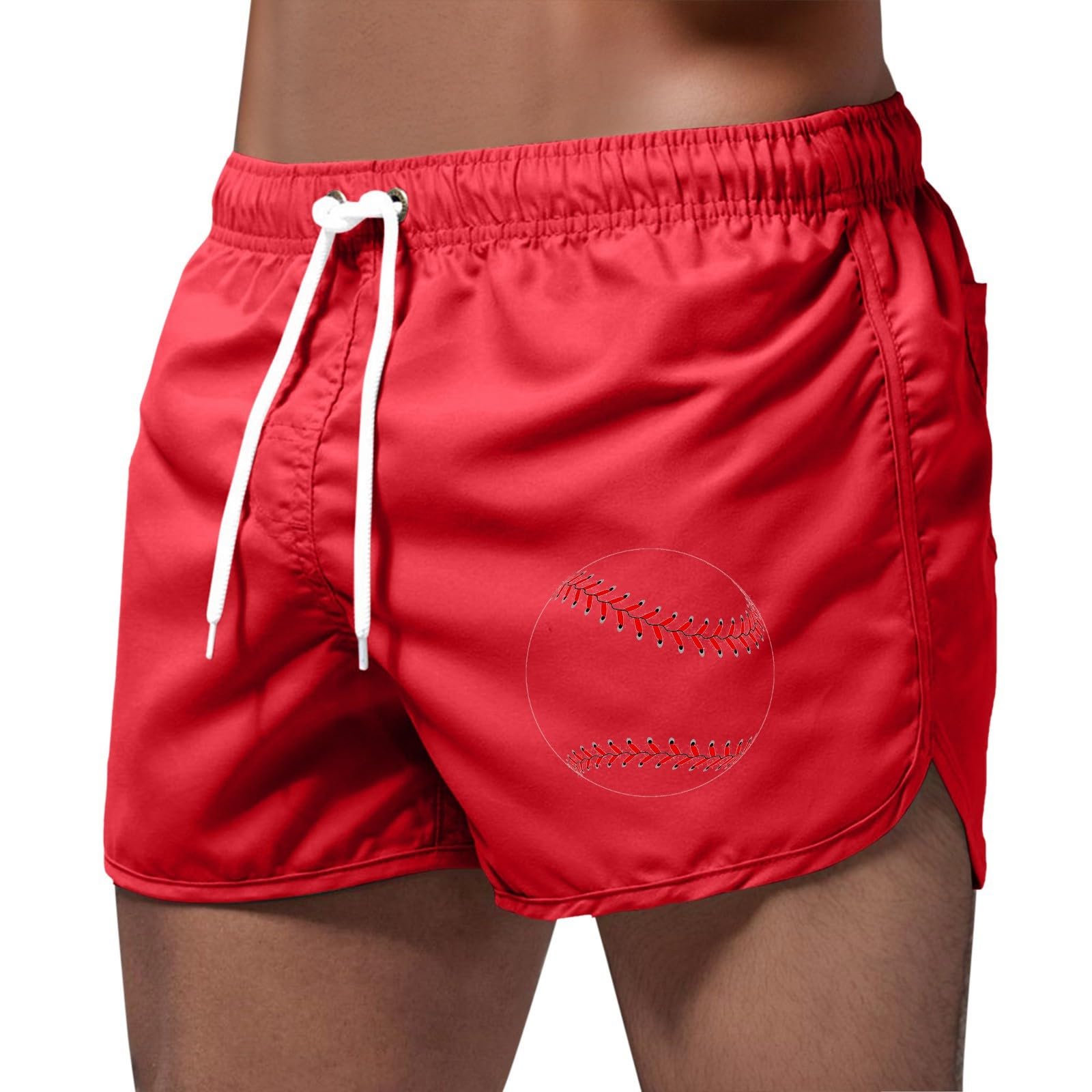 Men's swimming shorts, beach shorts with sports print, casual 3 swimming trunks for swimming, surfing