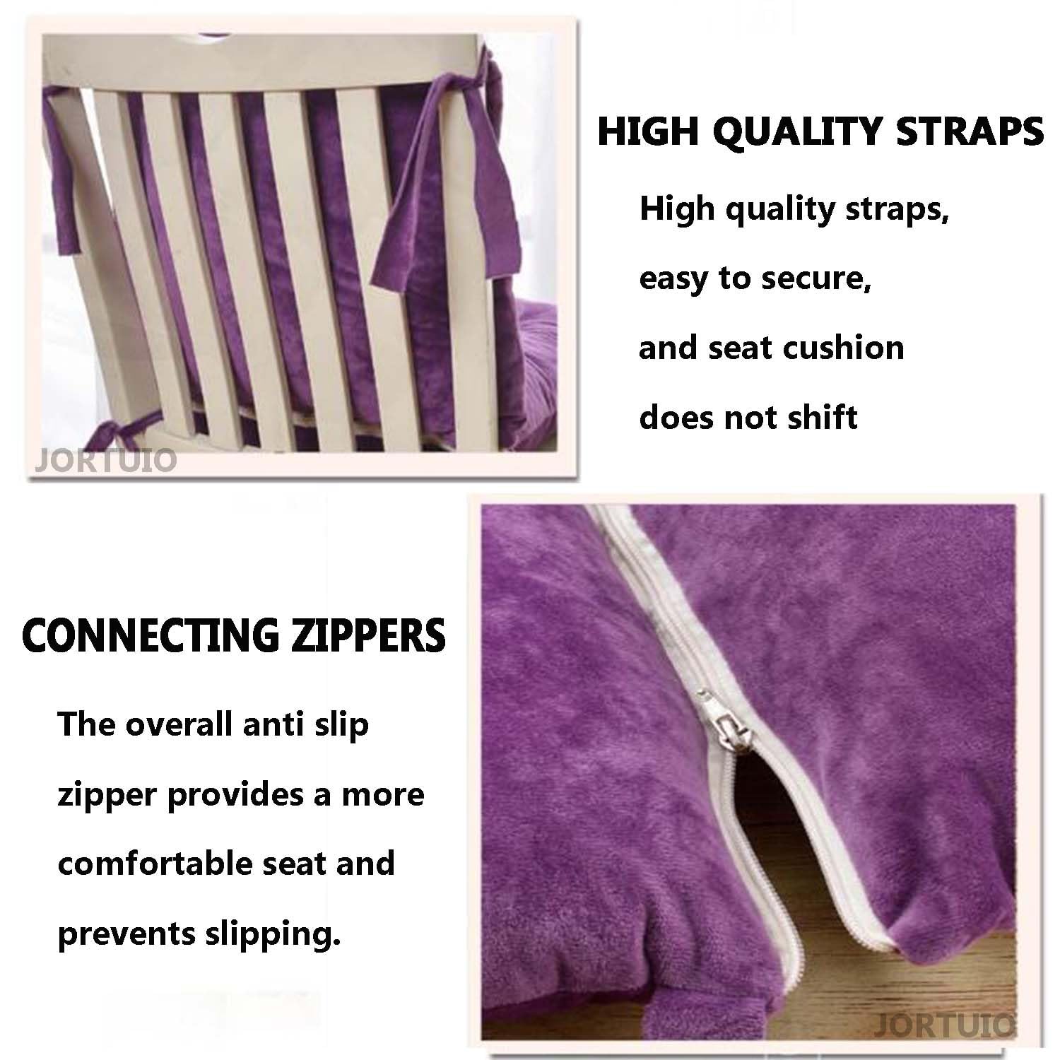 Lot de 1/2/4/6 Coussin de Chaise avec Dossier,Galette de Chaise 40x80 cm Coussin de Siège Respirant avec Rubans Coussins d'Assise de Jardin Antidérapant Chaises de Cuisine(#1,40x80cm4PCS)