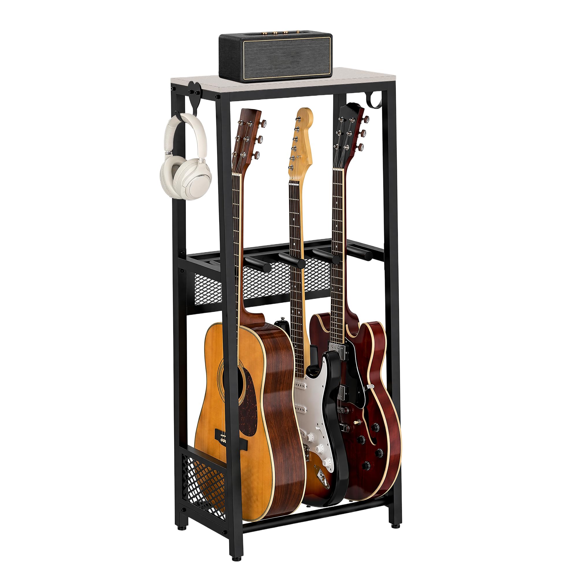 EmberGlow - Supporto ufficiale per chitarra, con supporto per amplificatore, per chitarra acustica, chitarra elettrica, basso, ukulele, multi supporto per chitarra da pavimento per casa, studio, sala