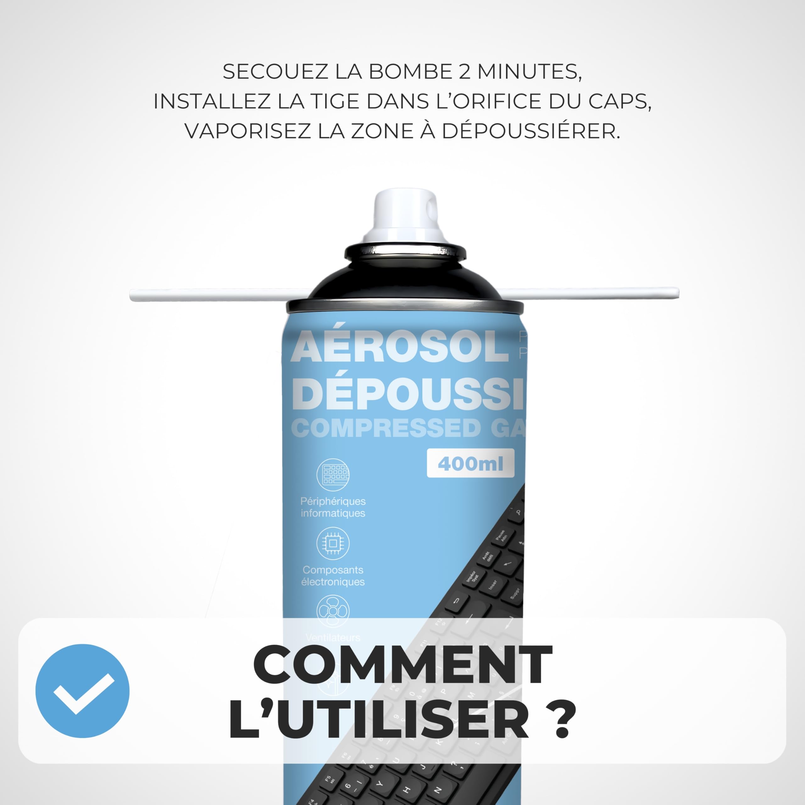 APM Lot 4 Bombes Air Sec 400ml, Aérosol Dépoussiérant Matériel Informatique, Spray Nettoyage Air Comprimé pour PC Clavier Mobile Appareil Photo et Composants électroniques, Buse de précision, 570052
