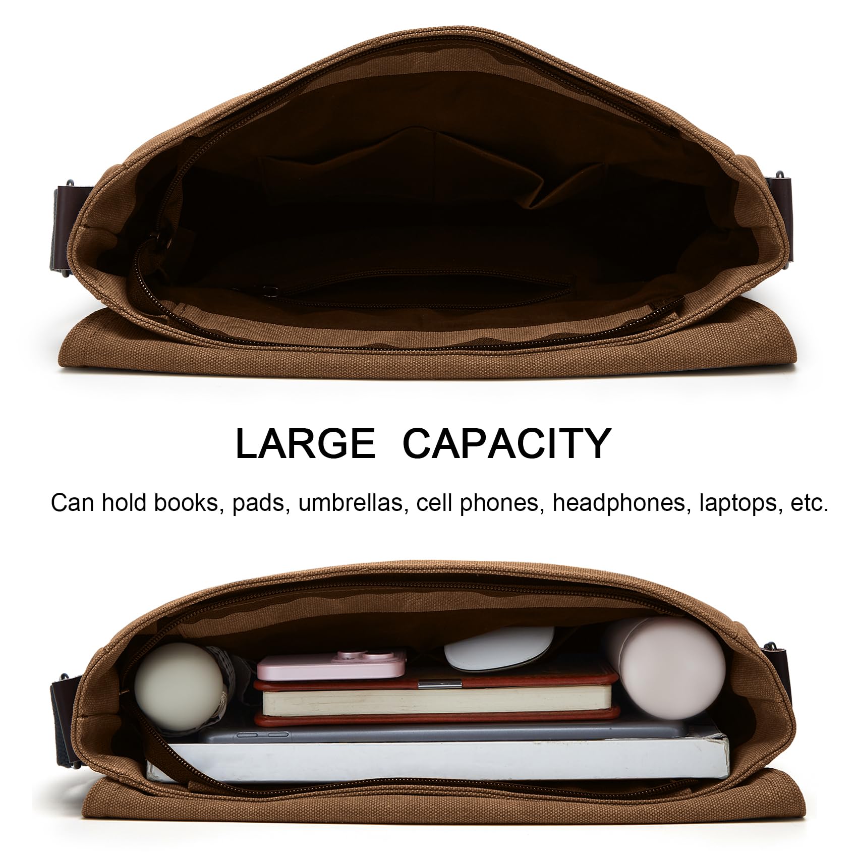ZHIERNA Umhängetasche Herren für Herren und Damen, Canvas Messenger Bag, Vintage schultertasche für 13,3-Zoll-Laptops, Geeignet für Arbeit und Reisen