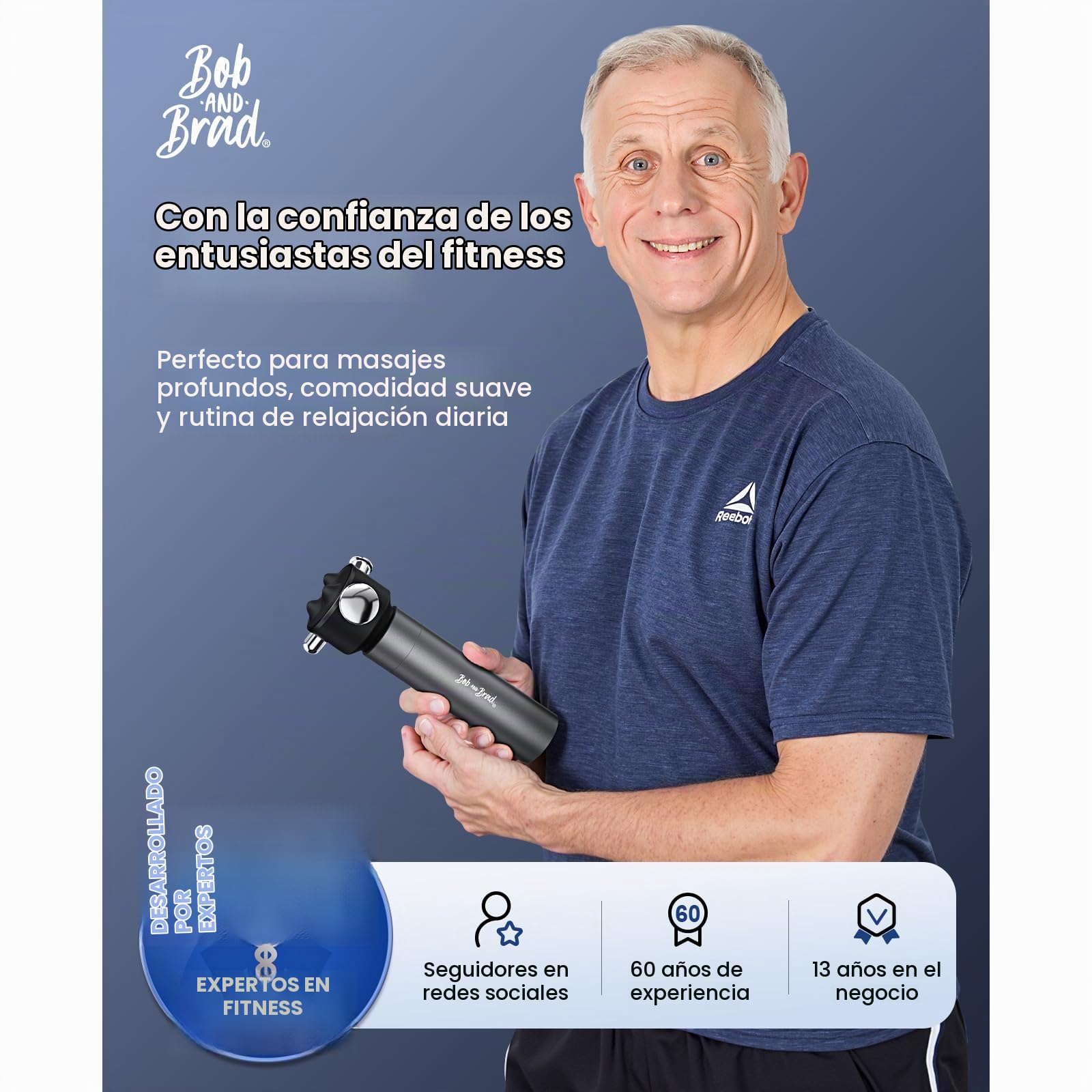 BOB AND BRAD VibeFlow Masajeador Muscular, Alternativa a Pistola de Masaje Muscular, 116Hz, 7.000 rpm, Masajeador de Tejido Profundo, Fascia y Puntos Gatillo, Espalda, Cuello, Hombros, Piernas