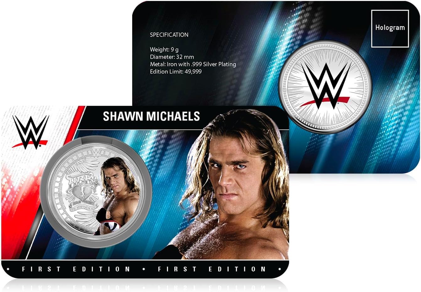 FANTASY CLUB Shawn Michaels WWE 32 mm Oficjalna moneta kolekcjonerska – hołd dla łamaczy serc – limitowana edycja dla fanów i kolekcjonerów