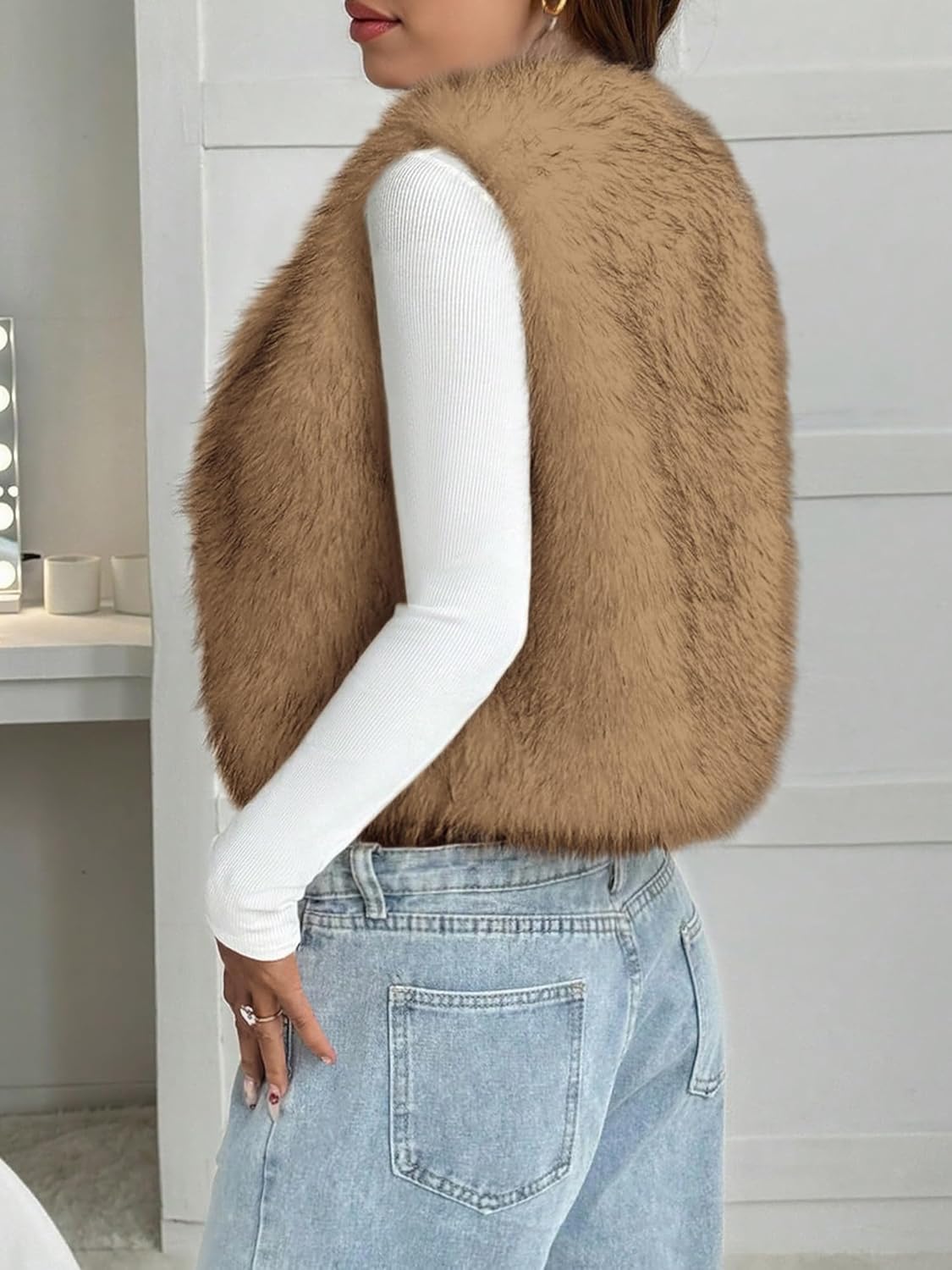 BTFBM Faux Fur Vest Women Fall Fashion 2026 Sleeveless Fuzzy Jacket Fluffy Coats Winter Clothing Furry Outerwear Vests - Image 3