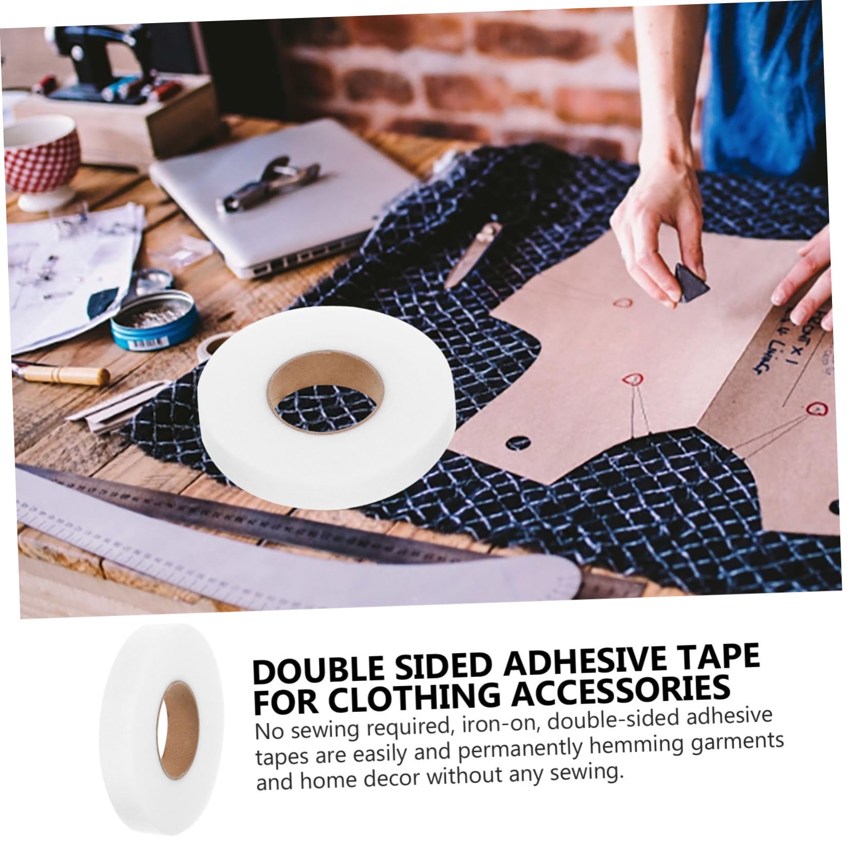SHINEOFI 8rouleaux Rubans De Couture Adhésifs Double-face Pour Ourlets Blancs Rubans Thermocollants Pour Tissus Accessoires De Décoration Et Couture Diy