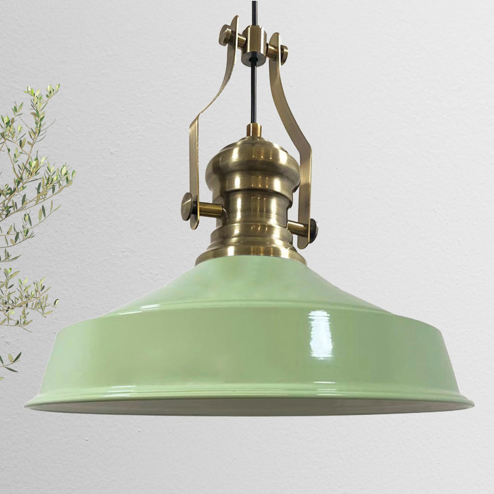 bamyum Neo Asletl Pendant Light Vintage Metal 41 cm, Lamp Shades Ceiling, Kitchen Lights Ceiling E27, Industrial Lamp Shades Ceiling, Metal Pendant Light Fitting for Living Room, Mint Green — image 1