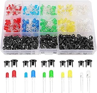 Lyeteung 475 Stücke 3mm + 5mm LED Dioden Kit mit Kunststoff Diodenhalter, 2-Pin Leuchtdiode mit Diffuser Farbiger Lin, Run...