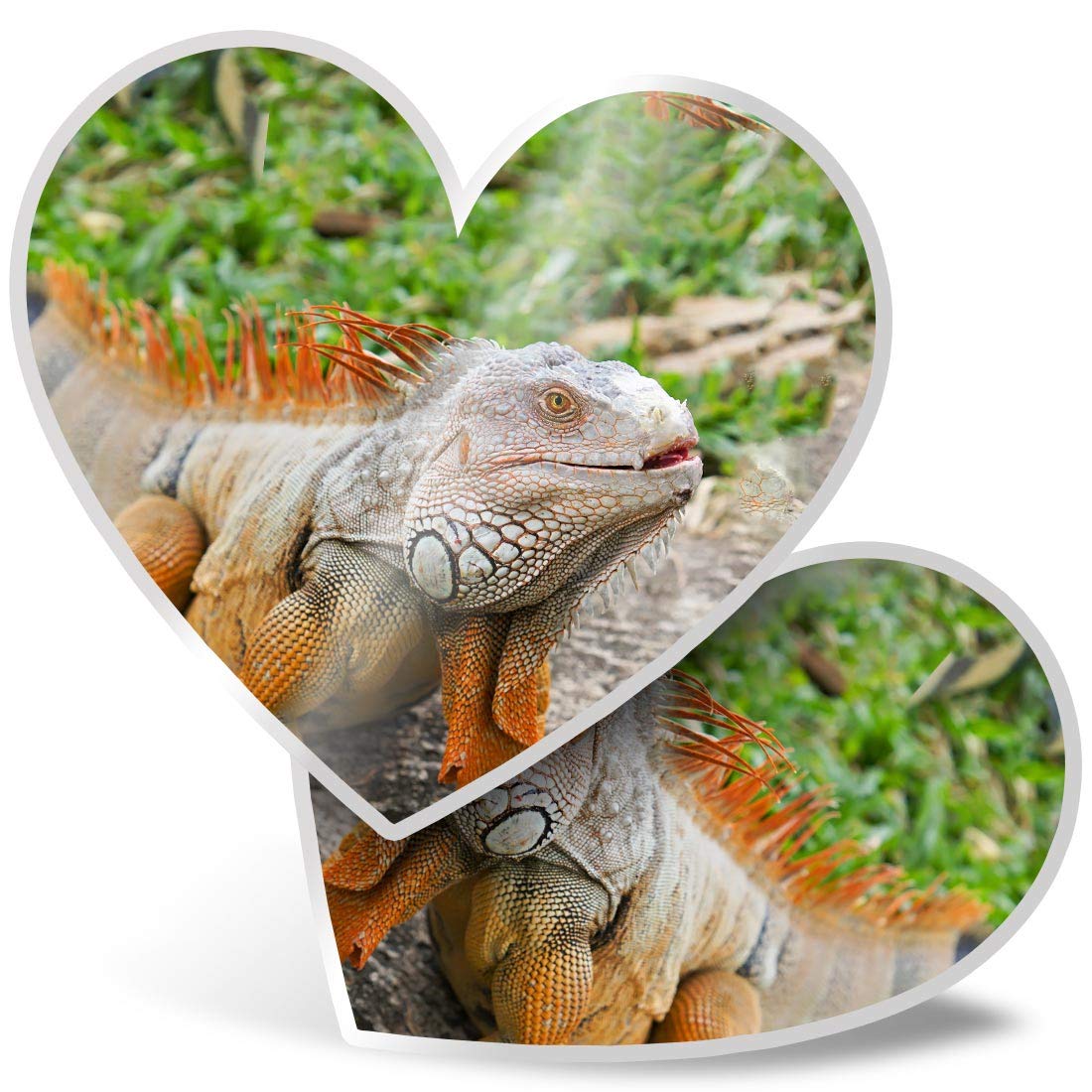 Destination Vinyl Ltd Multi 2 X Heart Stickers 7.5 Cm - Iguana Lizard Gecko Reptile Laptop Tablet Luggage Scrapbook #14144