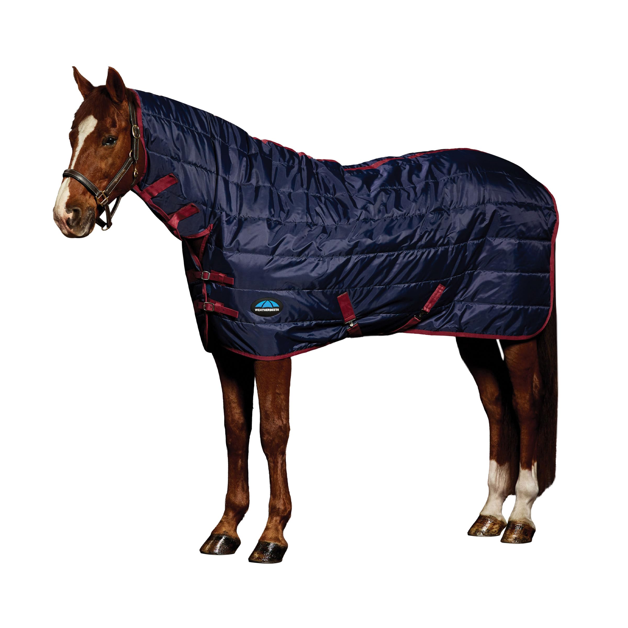 WeatherBeeta ComFiTec 210D Channel Quilt Stable Combo Neck 360G, Navy/Burgundy, 5'0