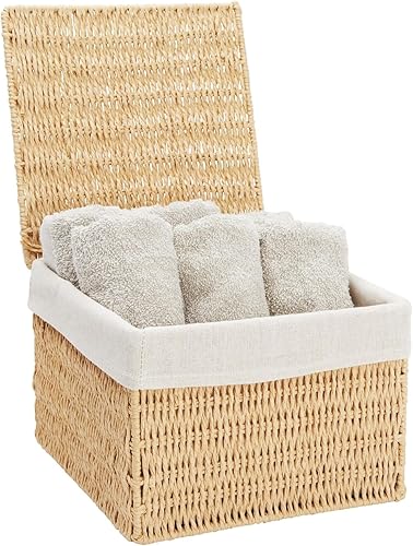 Miniatura 6 de Juvale Paquete de 2 cestas de almacenamiento con tapas, cestas de mimbre para organización del baño, encimera de cocina y decoración del hogar (2