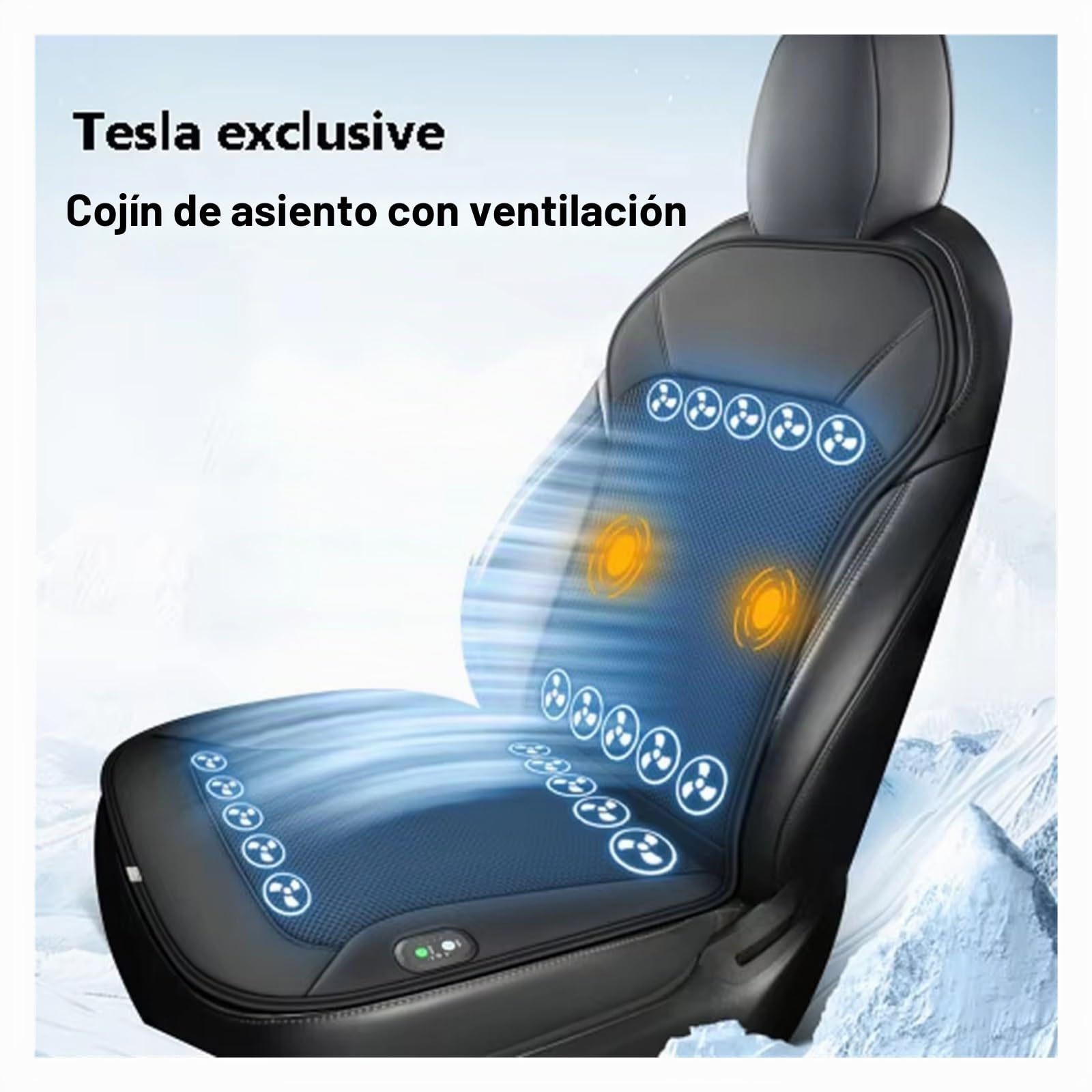 Fundas Asientos Coche Cojín De Asiento para Tesla para Model Y para Model 3, Funda Transpirable con Ventiladores para Conducción En Verano Fundas de Asiento(1PCS 16Fans Black)