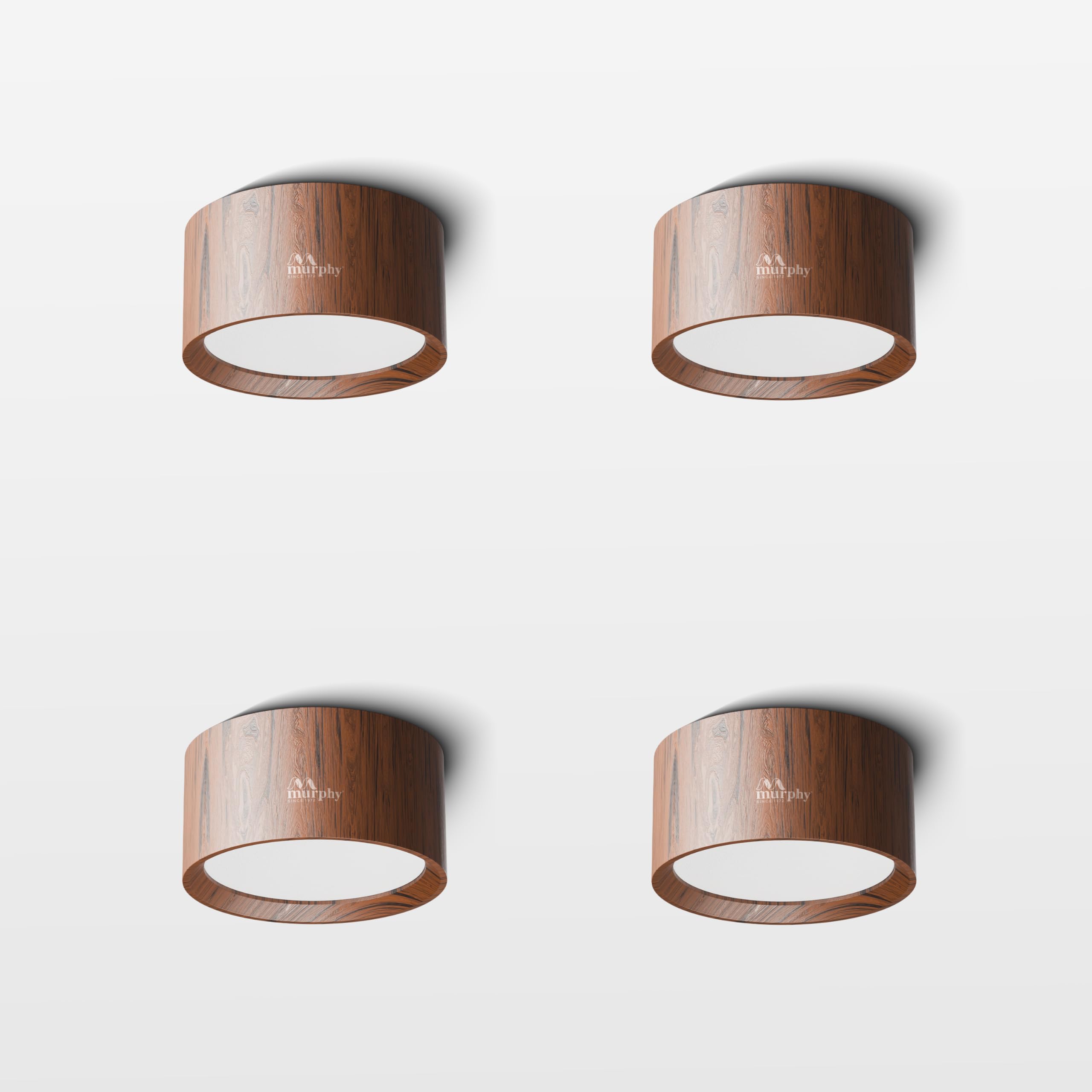 Murphy 3W LED Disc Surface Light Wood Finish | Warm White 3000K | Up to 300 Lumens | Aluminium Body | BIS Approved | 2 Year Warranty | Pack of 4