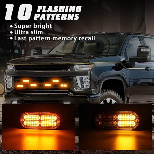 Miniatura 2 de 2 luces estroboscópicas de emergencia, montaje en superficie universal, ámbar, ultra delgado, función de sincronización, advertencia, luces