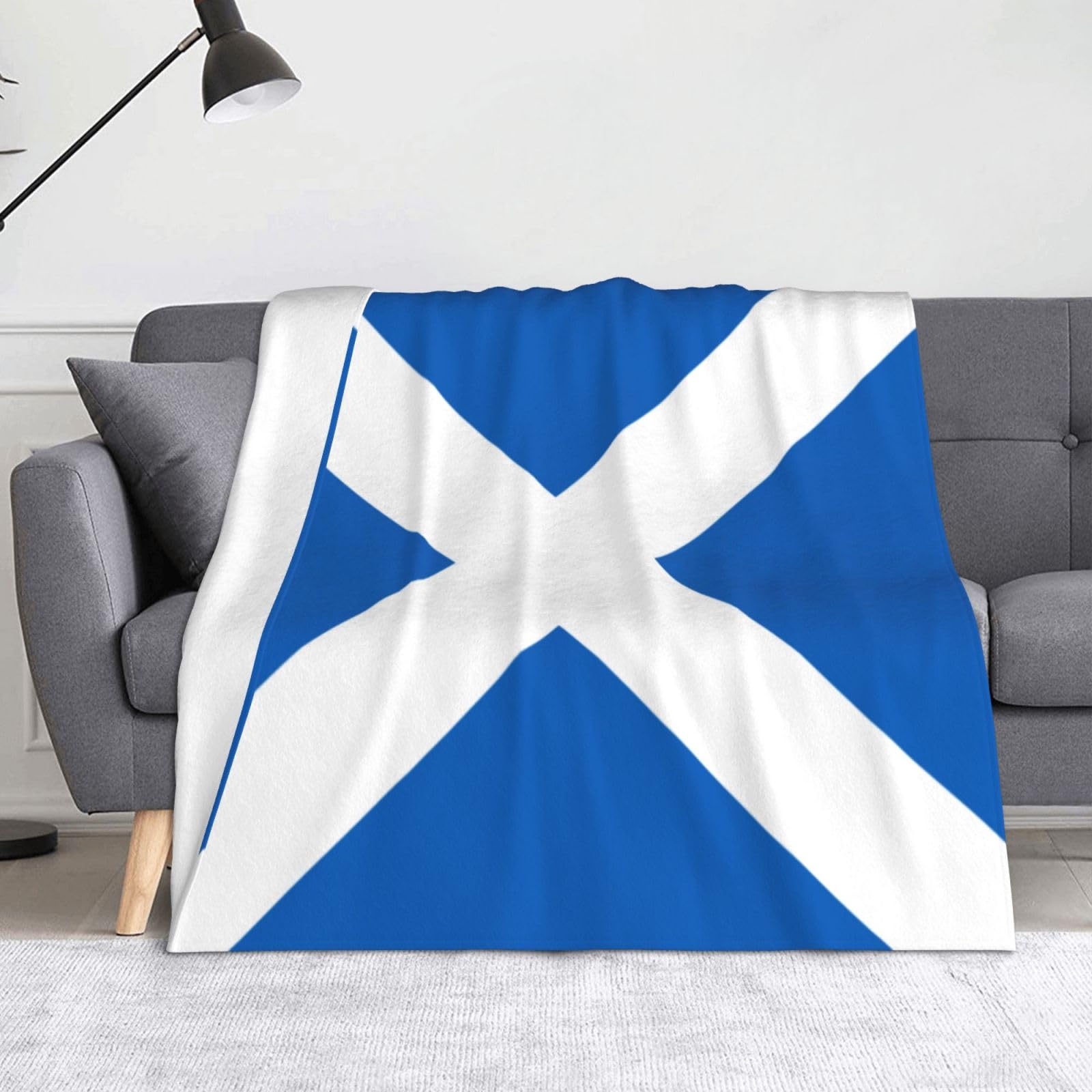 Soft Fluffy Cozy Warm Flannel Blanket, Scottish Flag Patterns Throw Blanket for Living Room, Sofa, Chair, Camping, Travel Bed Blanket