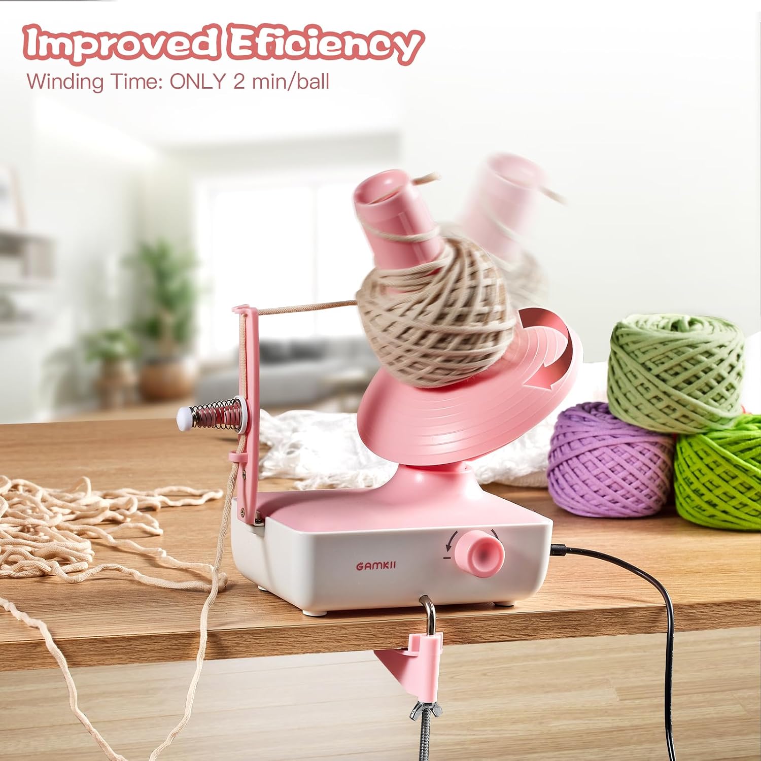 QXQXIN Yarn Winder, Electric Yarn Ball Winder with Stepless Speed 2 Min/Ball, 10oz Large Capacity Spinner for Crocheting, Automatic Yarn Cake Roller with Adjustable Strong Tension, Ideal for Knitters