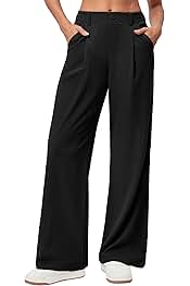 Wide Leg Pants Woman Stretchy Work Dress Pants Women Pull on Business Casual Slacks Trousers Fall Outfits 26