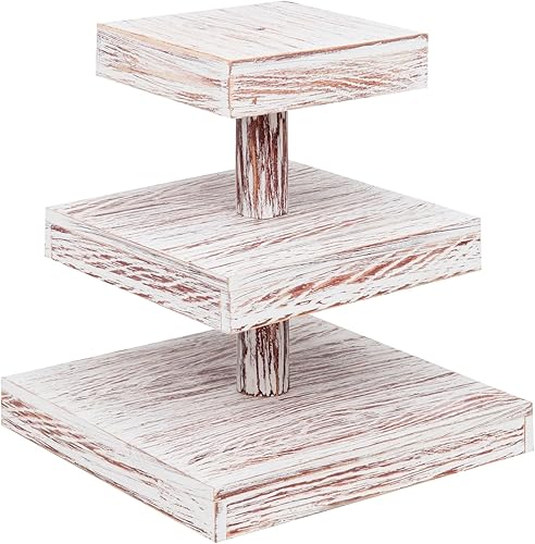 Miniatura 1 de Mind Reader Soporte para cupcakes, bandeja escalonada, exhibición de mesa de postre, torre de cocina, madera, 11.75 pulgadas de largo x 11.75