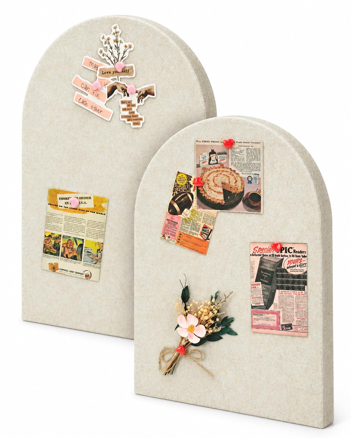 Umtiti 37 x 27 cm Arched Felt Bulletin Board, Cork Board Alternative for Wall, Self-Adhesive Pin Board,2 Pack for Home Office Decor