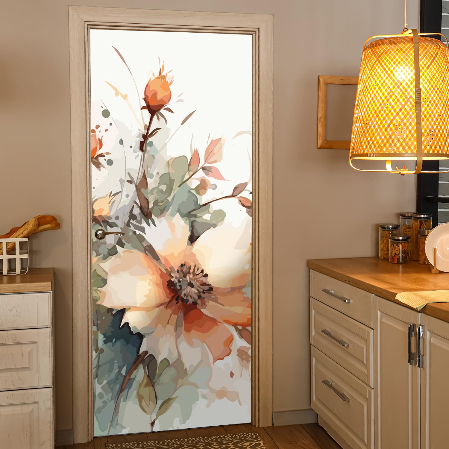 Autocollant de porte aquarelle Neukids 2 pièces 38,6x200 cm pour décoration murale