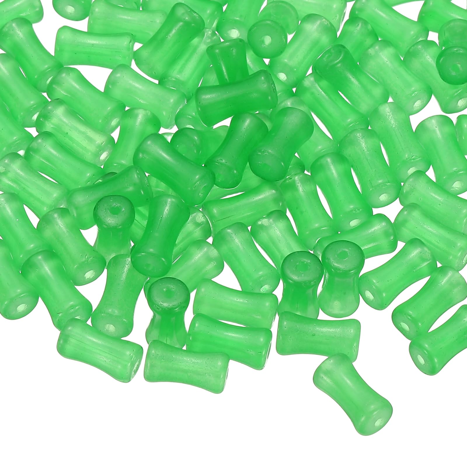 sourcing map 100 Pcs Glass Tube Beads, 6x12mm Cylinder Loose Beads, Stick Tube Beads Glass Bugle Seed Beads for Bracelets Jewelry Making DIY Crafts Earrings Necklaces, Bright Green