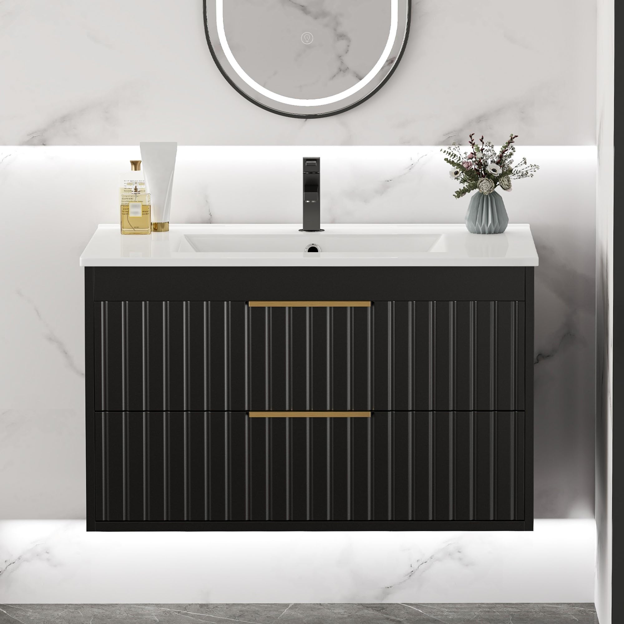 Amazon.com: Minheola 30 inch Bathroom Vanity with Sink, Modern Single ...
