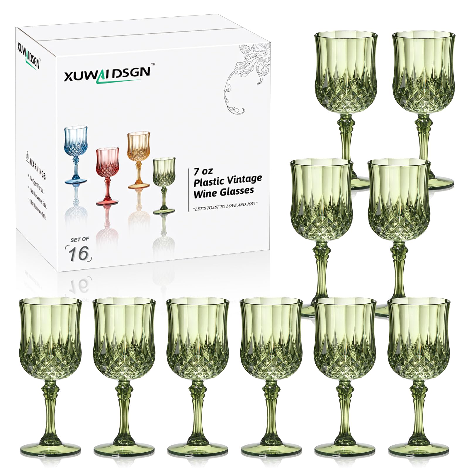 Vintage Wine Glasses - 24 Pack, Durable & Affordable -16