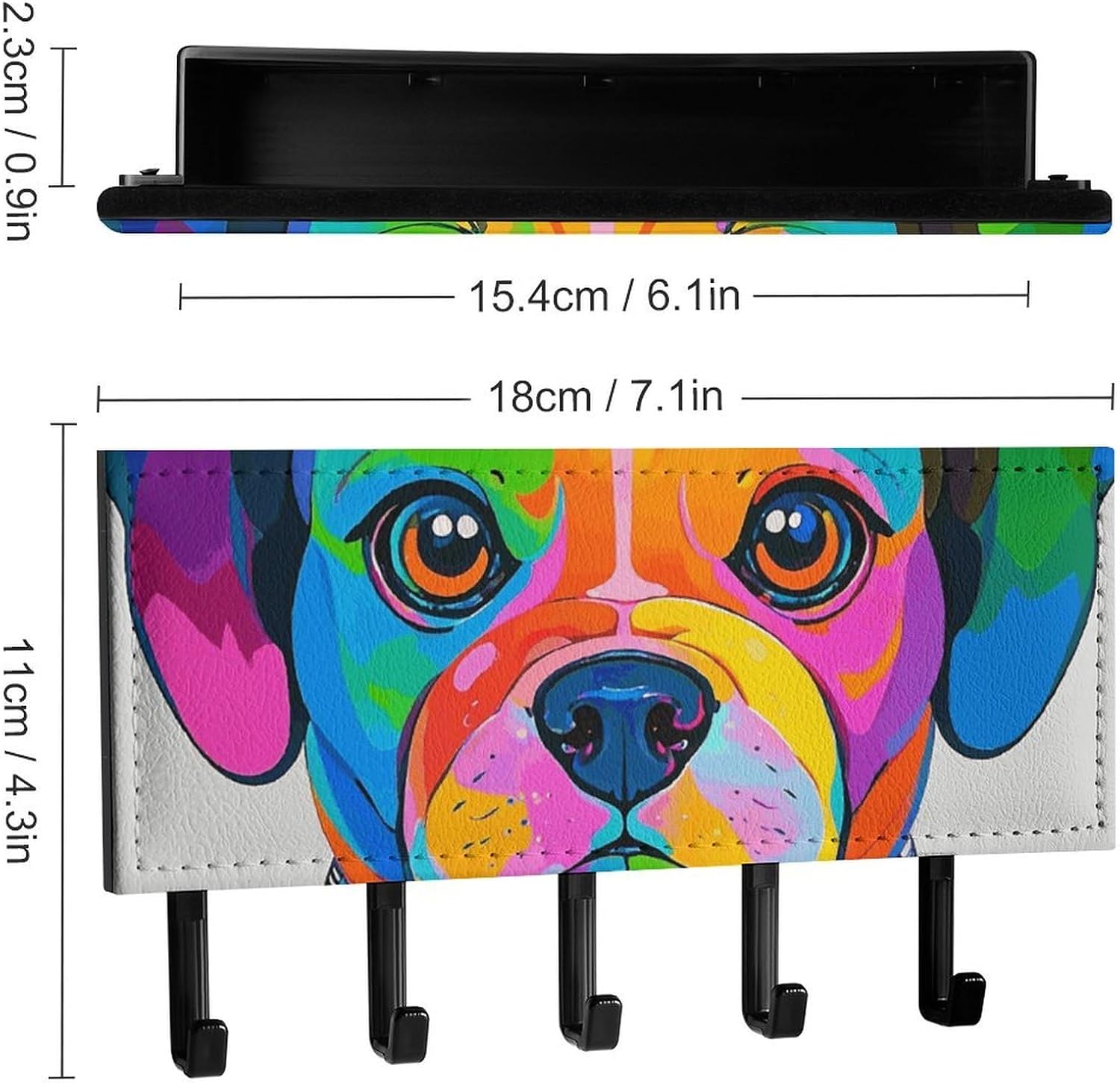 Colorful Dogs Key Holder Wall Mounted, Adhesive Key Rack image 2