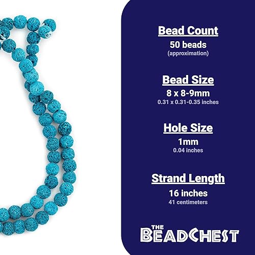 Miniatura 4 de TheBeadChest - Cuentas de lava volcánica azul turquesa (0.315in)