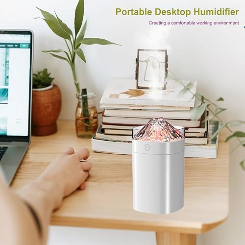 Miniatura 7 de FULLBELL Humidificador de niebla fría, 13.5 fl oz, 10-20 horas de tiempo de funcionamiento, 7 luces de color, 2 modos, 24 db silencioso (blanco-13.5
