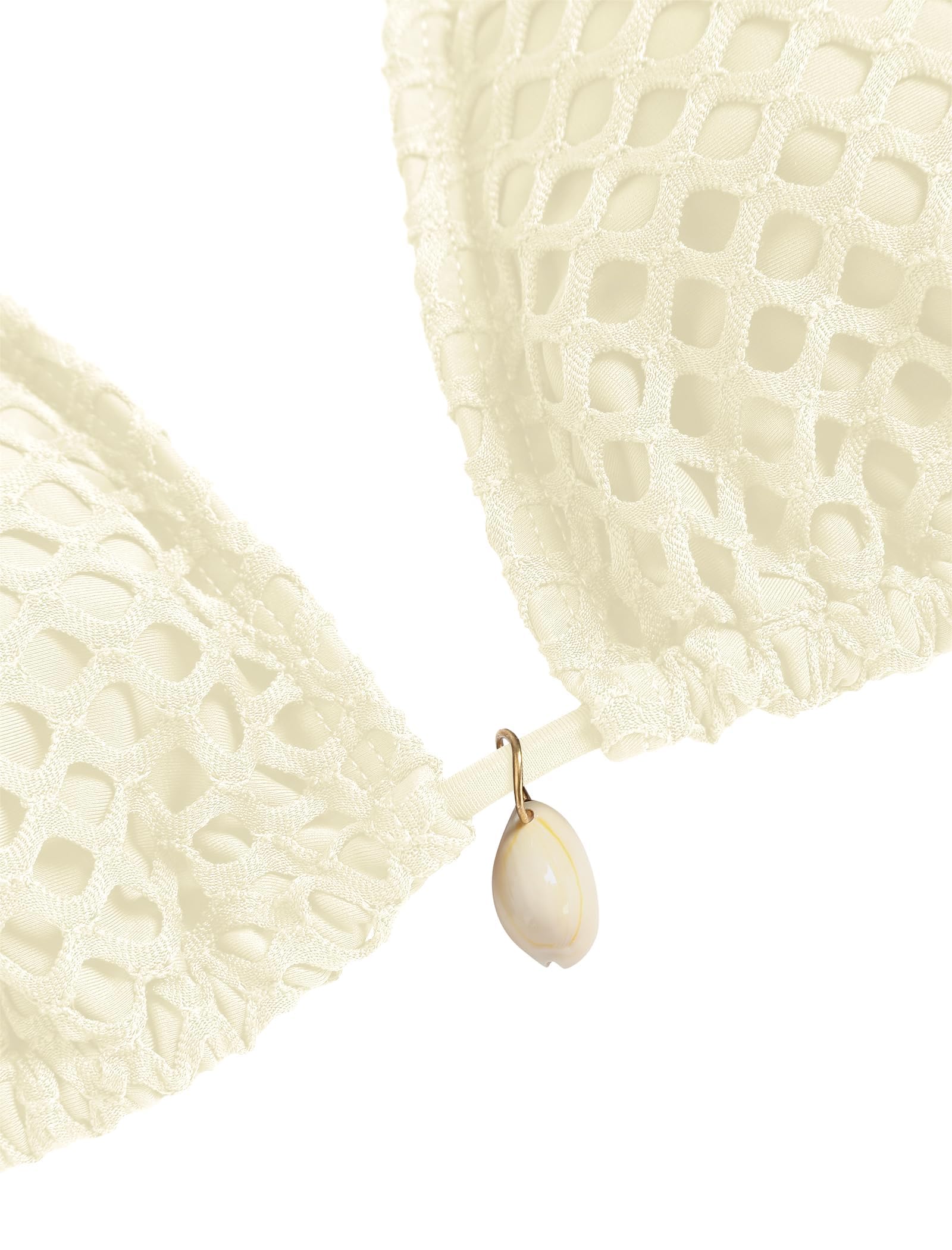 ZAFUL Maillot de bain deux pièces triangle pour femme avec filet de pêche noué sur le côté et string