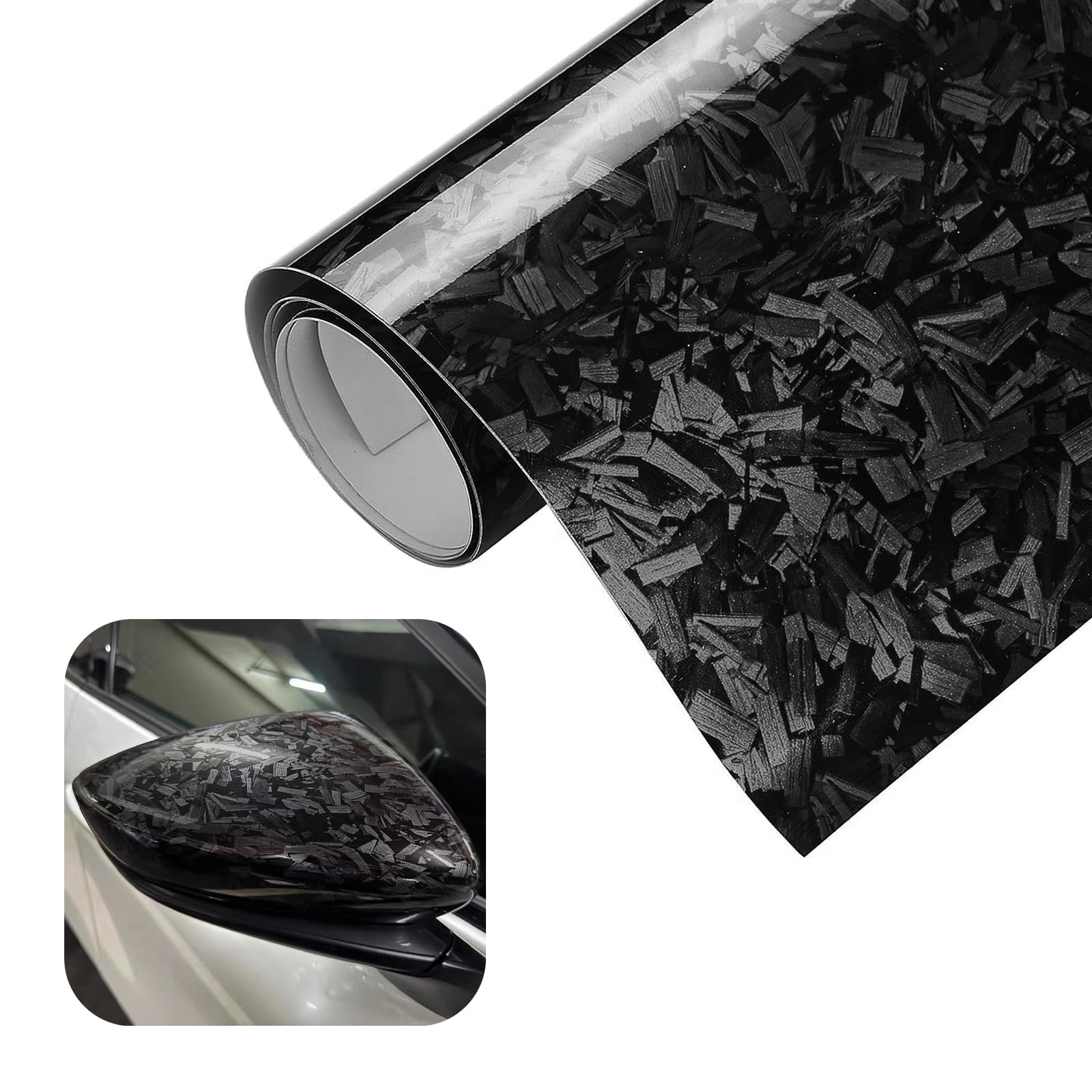 SOMUCH Gloss Forged Carbon Fiber Wrap, 1Ft x 3.5Ft DIY Decal Vinyl Wrap Roll, Self-Adhesive Film Sticker, Exterior Interior Accessories for Car SUV Truck and Motorcycle (Black)