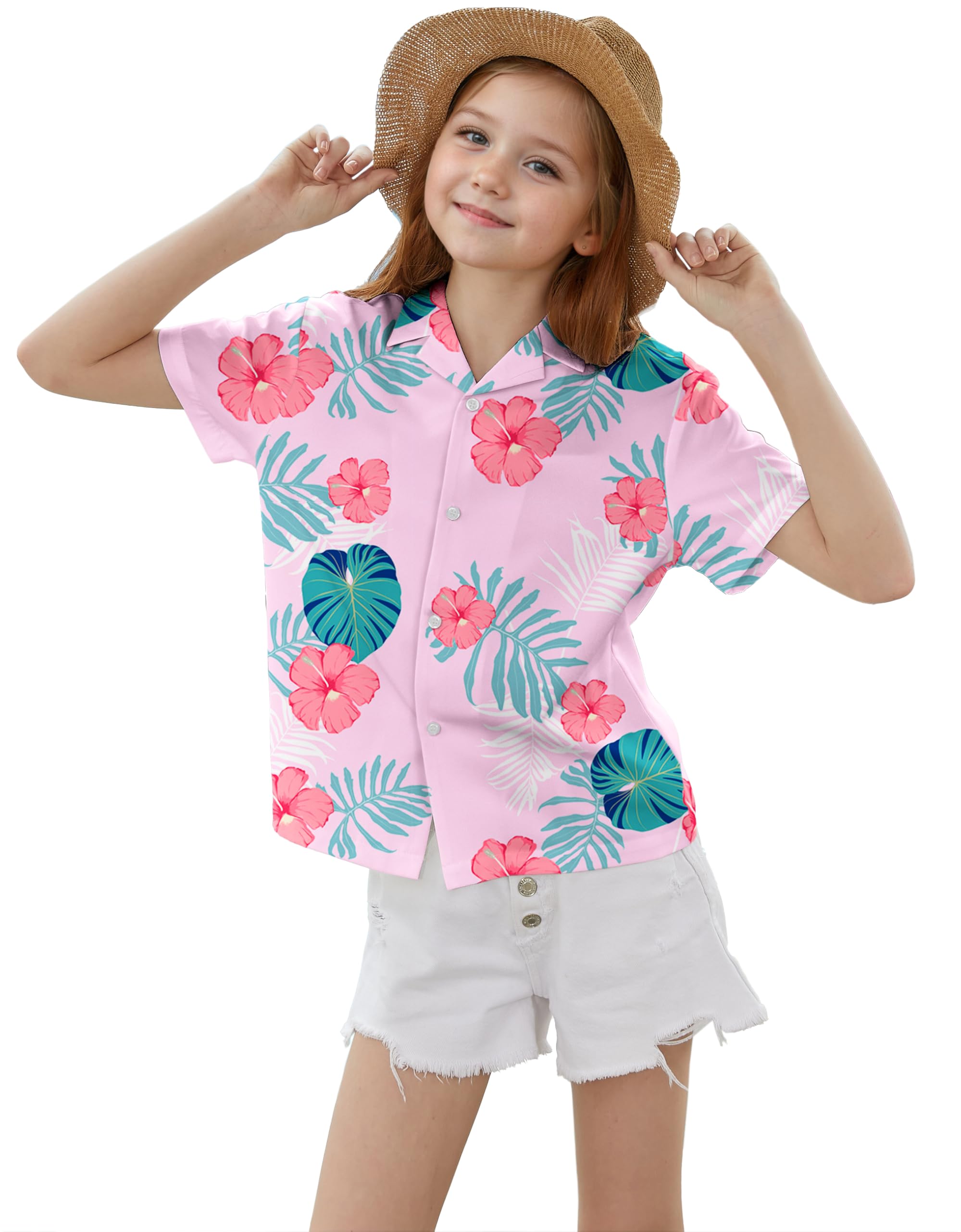 Cromoncent Mommy and Me Matching Hawaiian Outfits Girls &amp; Womens Hawaiian Shirts Tropical Button Down Shirts