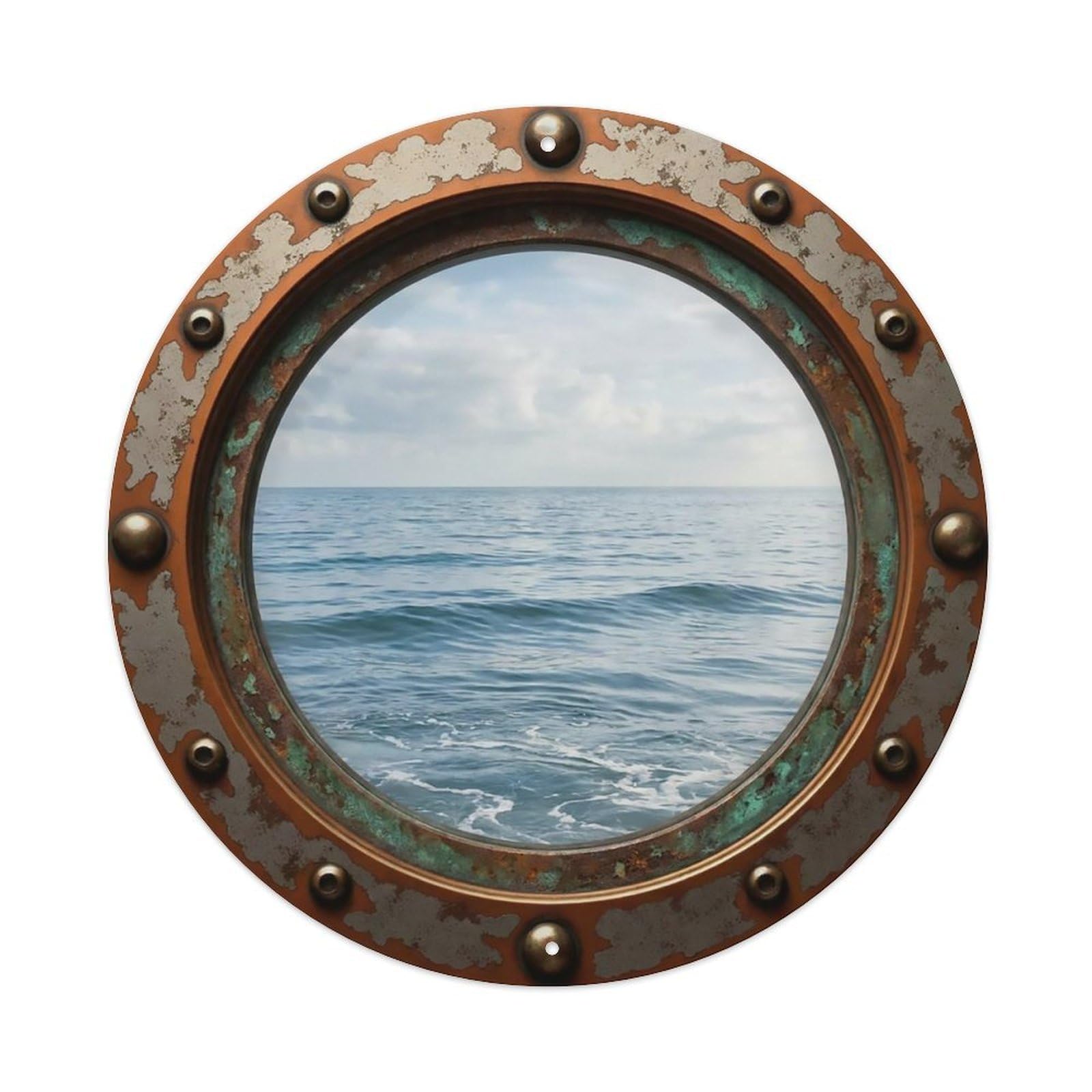 Vintage Porthole Gentle Swells Nautical Window View Metal Tin Sign