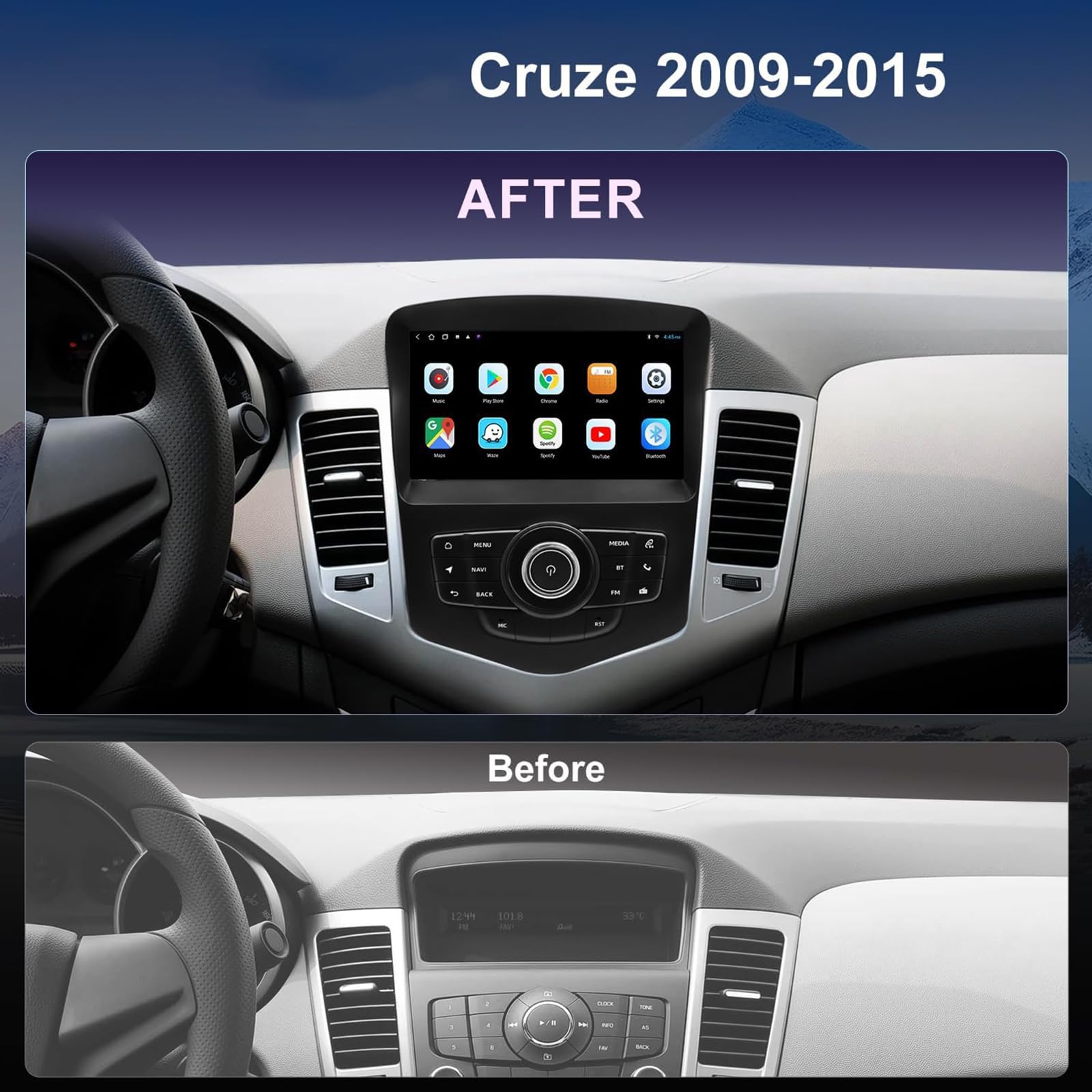8''radio z ekranem dotykowym dla ch-evy ch-evrolet Cruze 2009-2015 samochodowe stereo zamiennik 5G WiFi bezprzewodowy Carplay Android Auto 4G LTE GPS Bluetooth FM/RDS SWC kamera c(Color:8 CORE 6+128G)