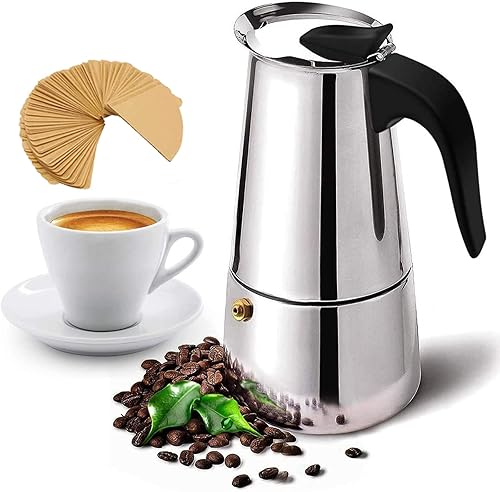 xixi-home 2020 última cafetera portátil cafetera de acero inoxidable filtro de café 2 tazas, 4 tazas, 6 tazas, 9 tazas, 12 tazas de plata, 2 estilos