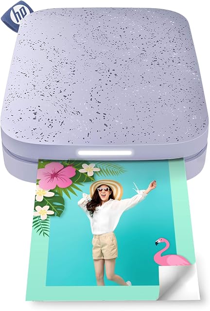 Imprimante photo instantanée portable HP Sprocket 2x3 (lilas) imprimez des photos sur papier adhésif Zink depuis votre appareil iOS et Android.