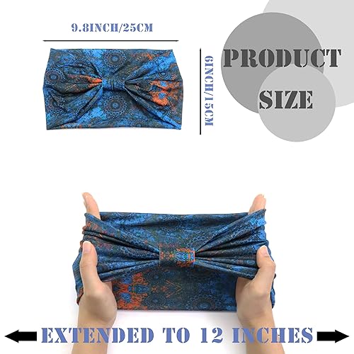 Miniatura 2 de FULZTEY Diademas anchas para mujer, diademas bohemias de moda, color rosa, teñido anudado, elásticas, para yoga, deportes, entrenamiento, bandas