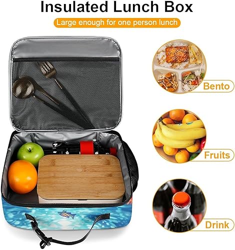 Miniatura 7 de Lonchera reutilizable con diseño de tortugas marinas, bolsa de almuerzo aislada, lonchera para comida y alimentos, bolsa de mano para mujeres,