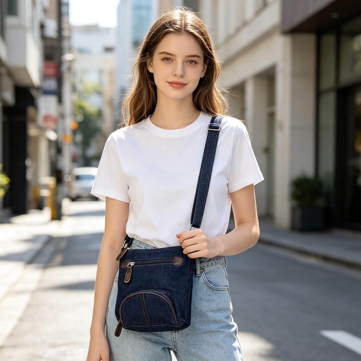 DSORVICD Denim Purses for Women Crossbody Bags Blue Fabric Jean Boho Purse