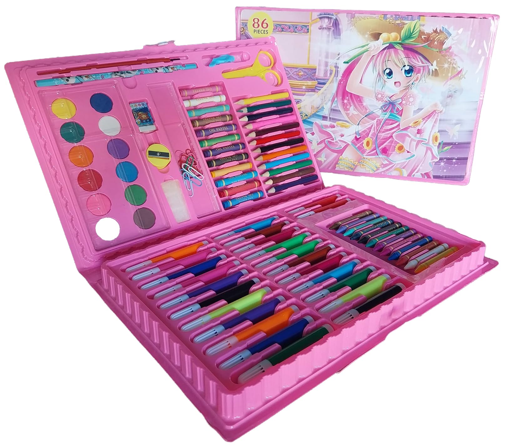 Descubre el Universo Creativo con el Estuche Maletín Superartista: Kit Completo de 86 piezas. Arte para Niños y Niñas, Desarrollando Imaginación y Talento a través de Pintura y Dibujo (Rosa niña)