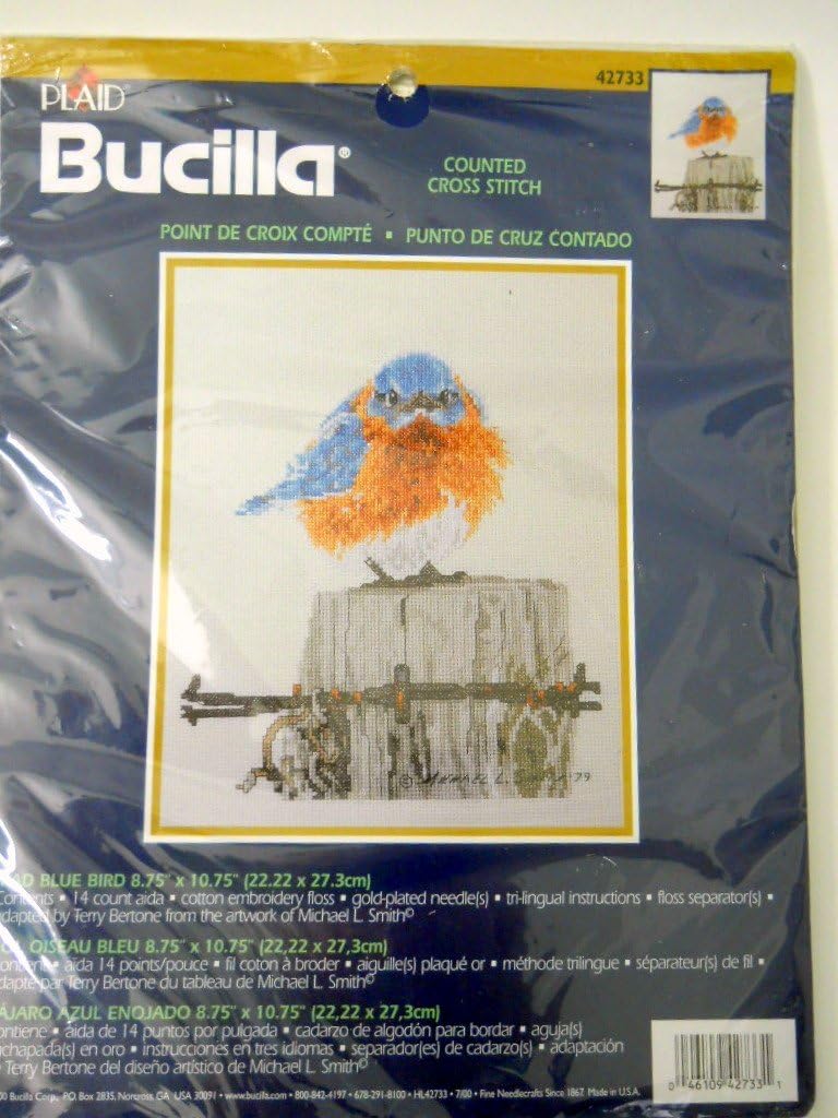 Bucilla Counted Cross Stitch Kit, 8.75 by 10.75-Inches, 42733 Mad Blue Bird