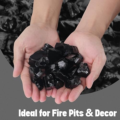 Miniatura 9 de Mr. Fireglass Vidrio de fuego triturado para chimenea natural o propano y paisajismo, ámbar de alto brillo de 10 libras